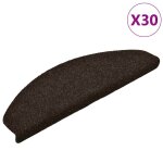 Vidaxl tapis d'escalier auto - adh�sifs 30 pi�ces 65 x 21 x 4 cm marron fonc� demi - rond grand