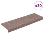 Vidaxl tapis d'escalier autocollants 30 pi�ces 65 x 21 x 4 cm marron clair bord rectangulaire
