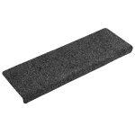 Vidaxl tapis d'escalier autocollants, 30 pi�ces, 65 x 21 x 4 cm, gris fonc�, bord rectangulaire