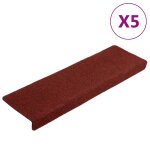 Vidaxl tapis d'escalier autocollants 5 pi�ces 65 x 21 x 4 cm bordure rectangulaire rouge bordeaux