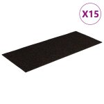 Vidaxl tapis d'escalier autocollants 15 pi�ces 60 x 25 cm marron fonc� rectangulaire
