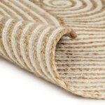 Vidaxl tapis fait � la main jute avec design de spirale blanc 90 cm