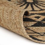 Vidaxl tapis fait � la main jute avec imprim� noir 150 cm