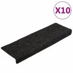 Vidaxl tapis d'escalier autocollants 10 pices 65 x 21 x 4 cm noir bord rectangulaire