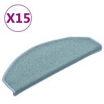 Vidaxl tapis d'escalier 15 pices 65 x 24 x 4 cm bleu mer demi - rond grand