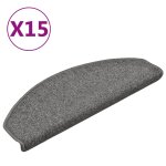 Vidaxl tapis d'escalier 15 pices 65 x 24 x 4 cm gris fonc demi - rond grand
