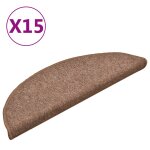 Vidaxl tapis de marches d'escalier 15 pcs marron 56x17x3 cm