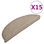 Vidaxl tapis de marches d'escalier 15 pcs marron 65x21x4 cm
