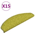 Vidaxl tapis d'escalier 15 pices 65 x 21 x 4 cm vert demi - rond grand