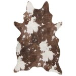 Vidaxl tapis marron et blanc motif vache lavable