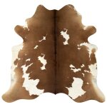 Vidaxl tapis en peau de vache v�ritable marron et blanc 150 x 170 cm