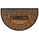 Vidaxl tapis de porte demi - rond 45x75 cm caoutchouc et fibre de coco