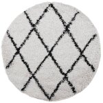 Vidaxl tapis shaggy � poils longs moderne cr�me et noir � 120 cm