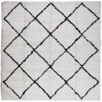 Vidaxl tapis shaggy � poils longs moderne cr�me et noir 160x160 cm