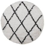Vidaxl tapis shaggy pamplona poils longs moderne cr�me et noir � 280cm