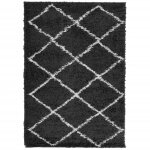 Vidaxl tapis shaggy  poils longs moderne noir et crme 140x200 cm