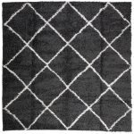 Vidaxl tapis shaggy  poils longs moderne noir et crme 160x160 cm