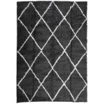 Vidaxl tapis shaggy  poils longs moderne noir et crme 160x230 cm