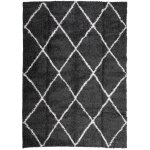 Vidaxl tapis shaggy � poils longs moderne noir et cr�me 200x280 cm