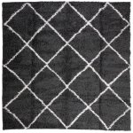 Vidaxl tapis shaggy à poils longs moderne noir et crème 240x240 cm Vidaxl tapis shaggy à poils longs moderne noir et crème 240x240 cm
