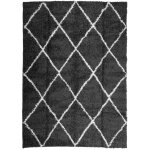 Vidaxl tapis shaggy � poils longs moderne noir et cr�me 240x340 cm
