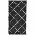 Vidaxl tapis shaggy � poils longs moderne noir et cr�me 80x150 cm