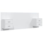 Vidaxl t�te de lit avec armoires blanc bois d'ing�nierie