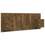 Vidaxl t�te de lit avec armoires ch�ne fum� bois d'ing�nierie