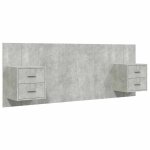 Vidaxl t�te de lit avec armoires gris b�ton bois d'ing�nierie