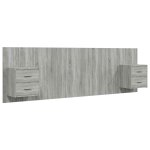 Vidaxl t�te de lit avec armoires sonoma gris bois d'ing�nierie