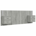 Vidaxl t�te de lit avec armoires sonoma gris bois d'ing�nierie