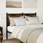 Vidaxl tte de lit chne fum 120 cm bois d'ingnierie et acier