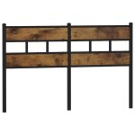 Vidaxl tte de lit chne fum 150 cm fer et bois d'ingnierie