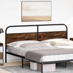 Vidaxl tte de lit chne fum 180 cm acier et bois d'ingnierie