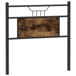 Vidaxl tte de lit chne fum 75 cm bois d'ingnierie et acier
