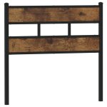 Vidaxl tte de lit chne fum 75 cm fer et bois d'ingnierie