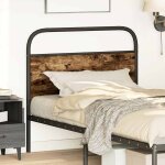 Vidaxl tte de lit chne fum 90 cm acier et bois d'ingnierie