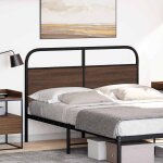 Vidaxl tte de lit chne marron 120 cm acier et bois d'ingnierie
