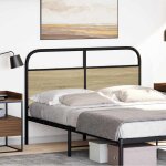 Vidaxl tte de lit chne sonoma 120 cm acier et bois d'ingnierie
