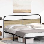 Vidaxl t�te de lit ch�ne sonoma 180 cm acier et bois d'ing�nierie