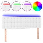 Vidaxl t�te de lit � led blanc 144x5x78 / 88 cm similicuir