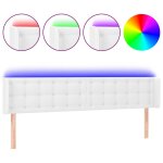 Vidaxl t�te de lit � led blanc 163x16x78 / 88 cm similicuir