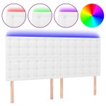 Vidaxl t�te de lit � led blanc 180x5x118 / 128 cm similicuir