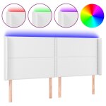 Vidaxl tte de lit  led blanc 203x16x118 / 128 cm similicuir