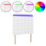 Vidaxl tte de lit  led blanc 80x5x118 / 128 cm similicuir