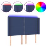 Vidaxl t�te de lit � led bleu 147x16x118 / 128 cm tissu