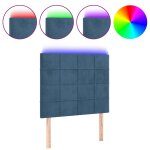 Vidaxl t�te de lit � led bleu fonc� 100x5x118 / 128 cm velours