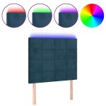 Vidaxl t�te de lit � led bleu fonc� 100x5x118 / 128 cm velours