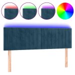 Vidaxl t�te de lit � led bleu fonc� 144x5x78 / 88 cm velours
