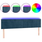 Vidaxl t�te de lit � led bleu fonc� 180x5x78 / 88 cm velours